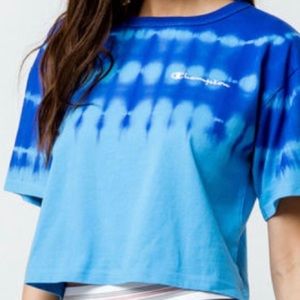 Blue tie dye champion shirt